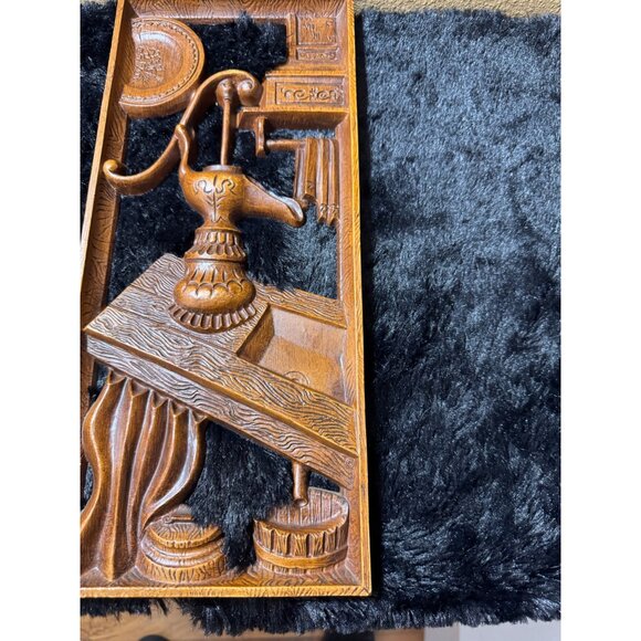 Vintage  TURNER mfg. Wall Art Of Water Pump & Barrel Scene  Rustic Country Home - Picture 2 of 12